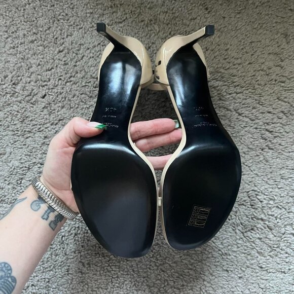 Saint Laurent YSL Ivory Nude Powder Jane Strap Sandal Pumps - Picture 5 of 8